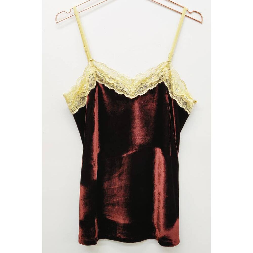 Aratta Dark Chocolate Size Small Velvet Dreams Lace Trim Cami